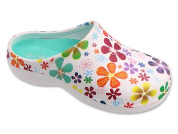 Ортопедично сабо с подвижна стелка Dr Orto Med 154D110, Бяло с цветя