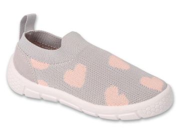 Befado Honey 102X021 Детски пантофи slip-on cut, Сиви със сърчица