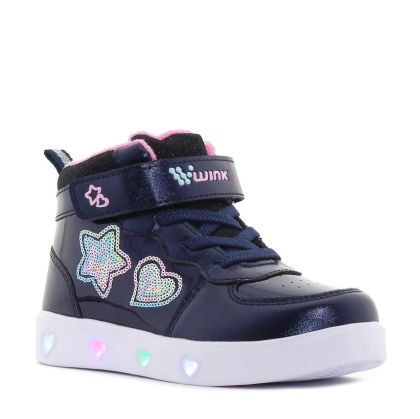 WINK RHEA STAR LED Детски светещи сникърси с мемори стелка, Тъмносини