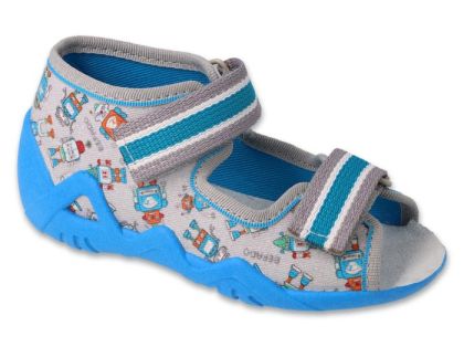 Befado Snake 350P043 Бебешки сандали с кожена стелка, Сиви с роботи