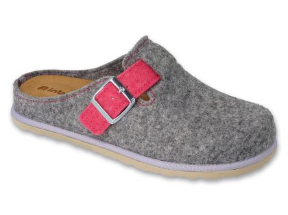 Луксозни дамски чехли с анатомична кожена стелка Inblu 155D138, Сиви