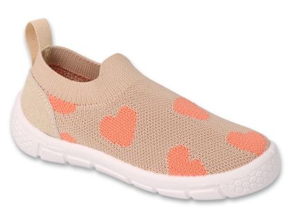 Befado Honey 102X022 Детски пантофи slip-on cut, Бежови със сърчица