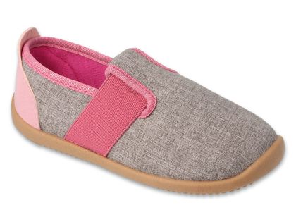 Befado Softer Barefoot 991Y014 Детски пантофки с кожена стелка, Сиви с розово