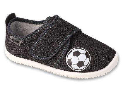 Befado Softer Barefoot 902X042 Детски пантофи с кожена стелка, Черни с футболна топка
