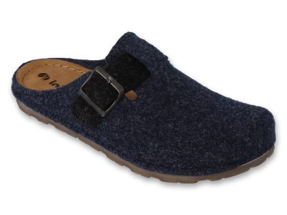 Мъжки домашни чехли с кожена стелка Inblu 155M016, Сини