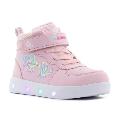 WINK RHEA STAR LED Детски светещи сникърси с мемори стелка, Розови