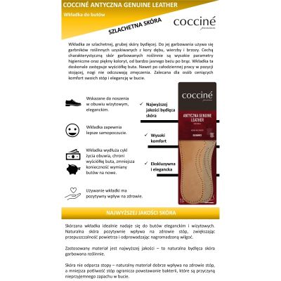 Coccinè Antic Genuine Leather Стелки за обувки от дъбена кожа