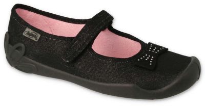 Детски текстилни пантофки Befado 114X240 – черни с панделка