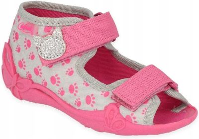 Befado Papi 242P109 Бебешки текстилни сандали, Сиви с фуксия