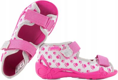Befado Papi 242P109 Бебешки текстилни сандали, Сиви с фуксия