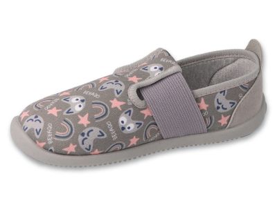 Befado Softer Barefoot 901X019 - Пантофи за детска градина, Сиви с котенца