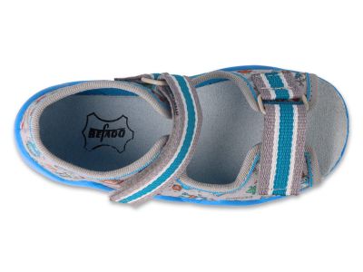 Befado Snake 350P043 Бебешки сандали с кожена стелка, Сиви с роботи