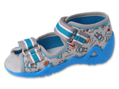 Befado Snake 350P043 Бебешки сандали с кожена стелка, Сиви с роботи