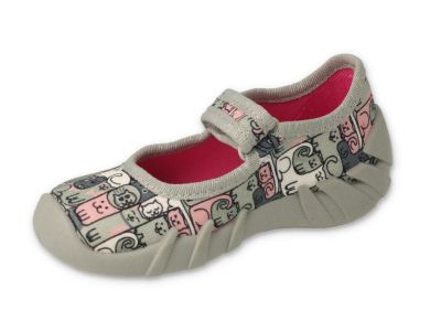 Befado Speedy 109P261 Бебешки текстилни балерини, Сиви с котенца