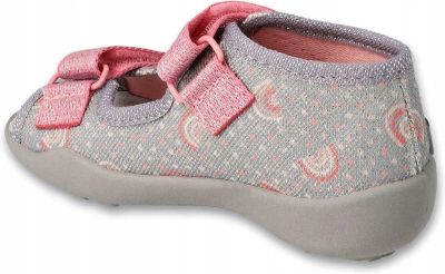 Befado Papi 342P056 Бебешки сандали с кожена стелка, Сиви с розови 