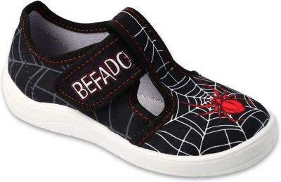 Befado 911X025 Детски пантофи с прорези, черни със спайдърмен