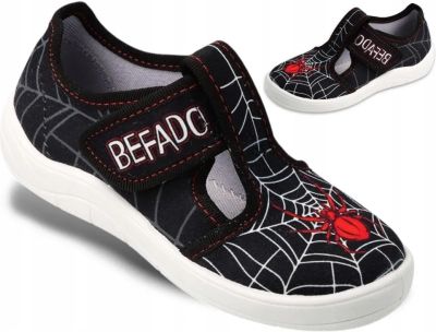 Befado 911X025 Детски пантофи с прорези, черни със спайдърмен