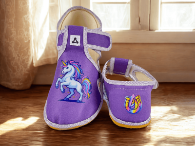 Детски боси пантофи Antal Rascal Unicorn Violet