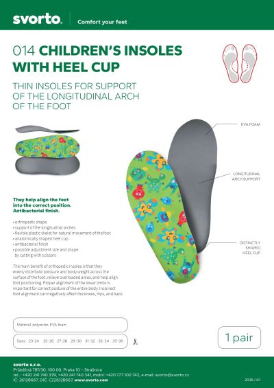 Детски ортопедични стелки за надлъжния свод Svorto Heel cup 