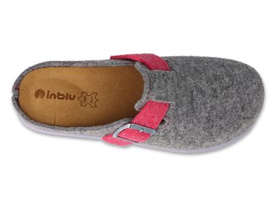 Луксозни дамски чехли с анатомична кожена стелка Inblu 155D138, Сиви