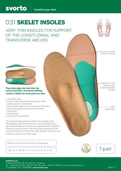 Ортопедични кожени стелки Svorto Skelet insoles