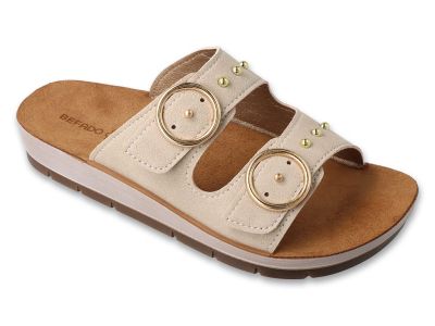 Дамски анатомични кожени чехли, Befado Flex-ima Soft Walking, Бели