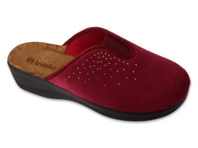 Луксозни дамски домашни чехли с кожена стелка Inblu 155D165, Бордо