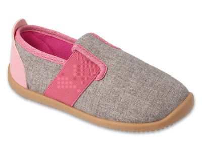 Befado Softer Barefoot 991Y014 Детски пантофки с кожена стелка, Сиви с розово