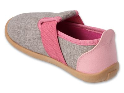 Befado Softer Barefoot 991Y014 Детски пантофки с кожена стелка, Сиви с розово