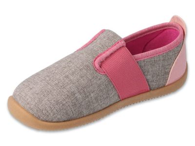 Befado Softer Barefoot 991Y014 Детски пантофки с кожена стелка, Сиви с розово