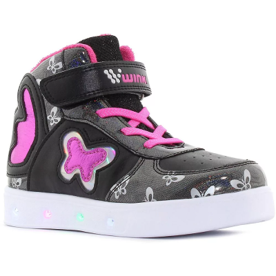 WINK RHEA LED Детски светещи сникърси с мемори стелка, Черни