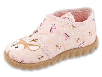 Befado Flexi B-soft System 465P223 Бебешки пантофки с пяна, Розови със сърнички